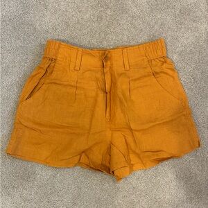 Madewell Women's Orange 100% Linen Shorts